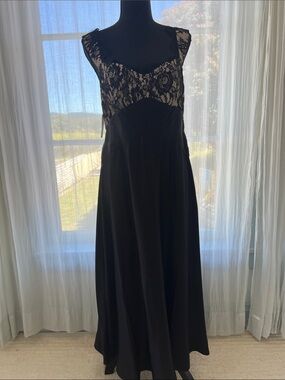Anthropologie Black Lace-Accent Maxi Dress